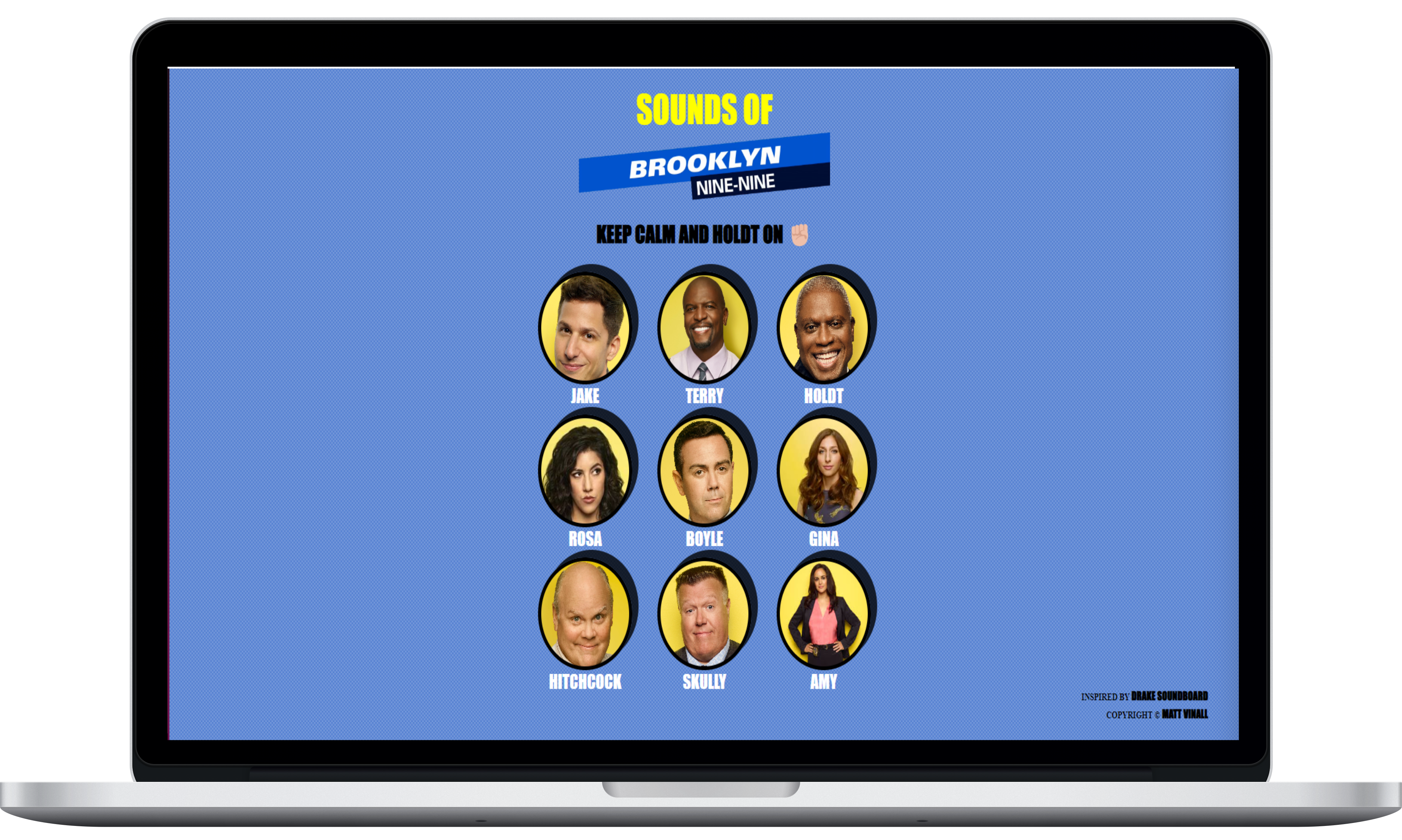 screenshot of the brooklyn 99 sound board application.